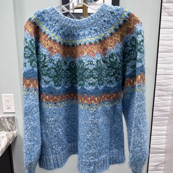 NWT Free People Festive Frost Sweater Ice Blue Size M - Picture 10 of 11